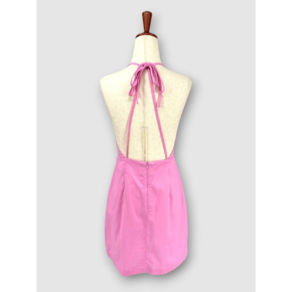 Commense Pink Open Back Tie Mini Dress Coquette Cotton Dress Size Small - Picture 3 of 6